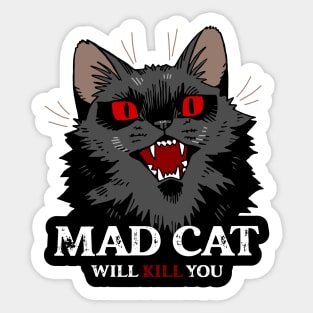 Mad cat with red eyes Sticker